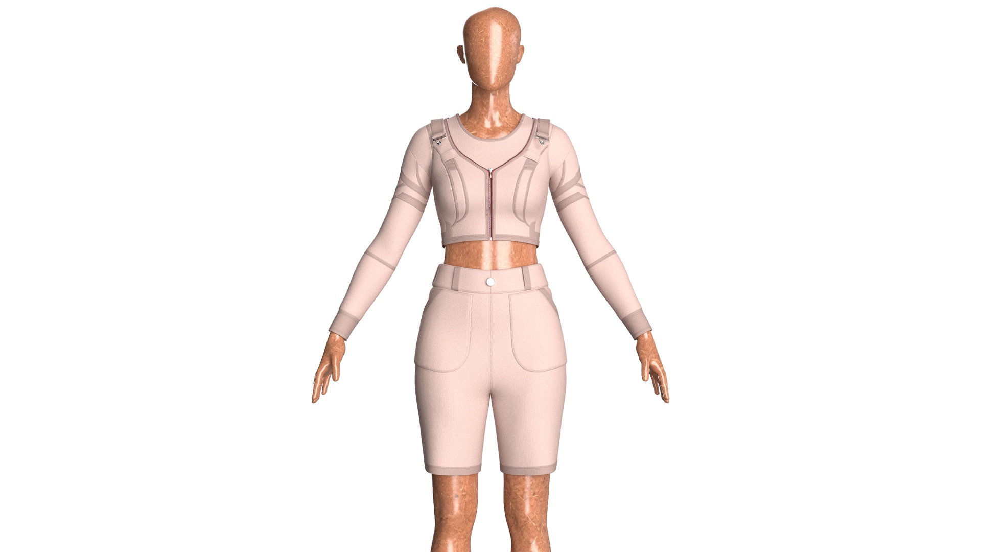 Media 1 for listing Girls Tactical Buckle Crop Top With Shorts - Outfit | High Poly