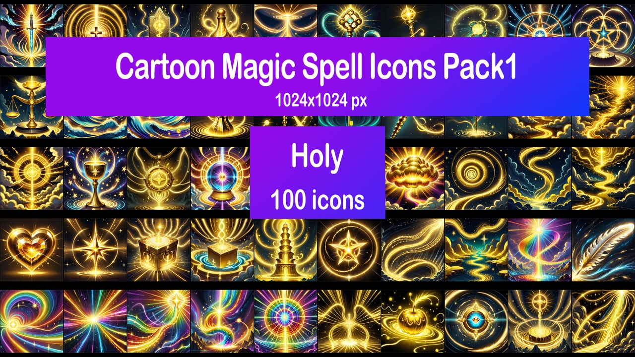 Media 1 for listing Cartoon Magic Spell Icons Pack1 - Holy