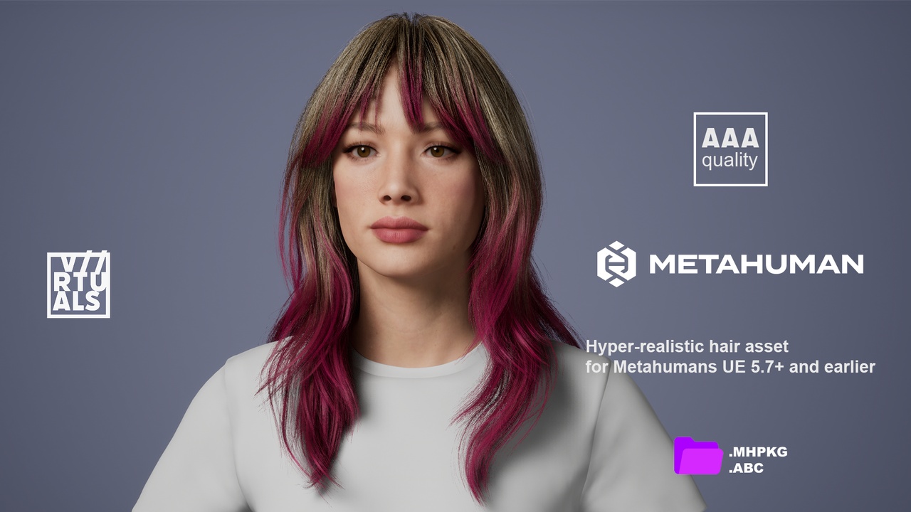 Media 1 for listing Long Wavy Hair with Curtain Bangs - Metahuman Groom - NIA