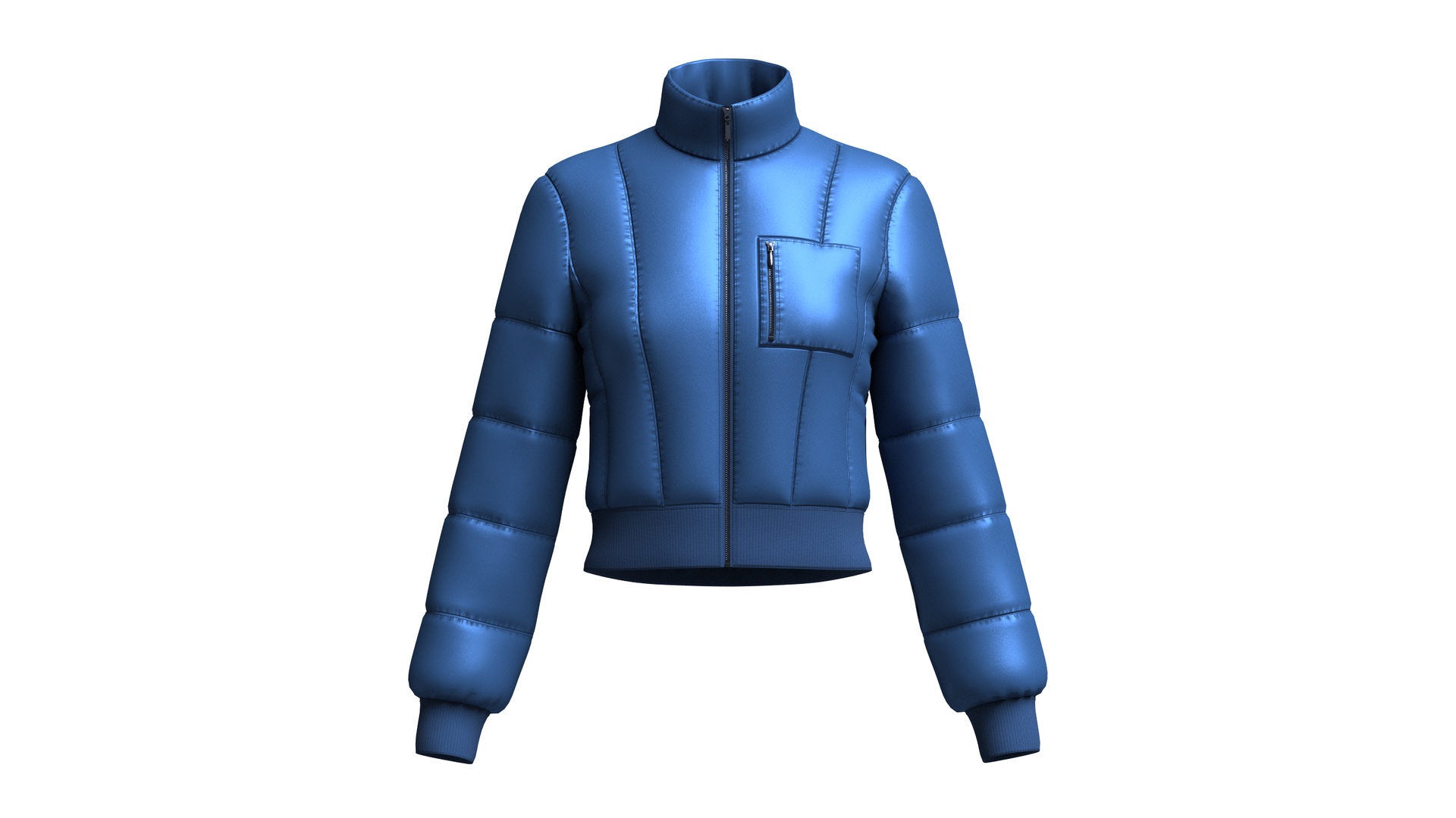 Media 1 for listing Girls Crop Puffer Jacket With Ribbed Hem | High Poly