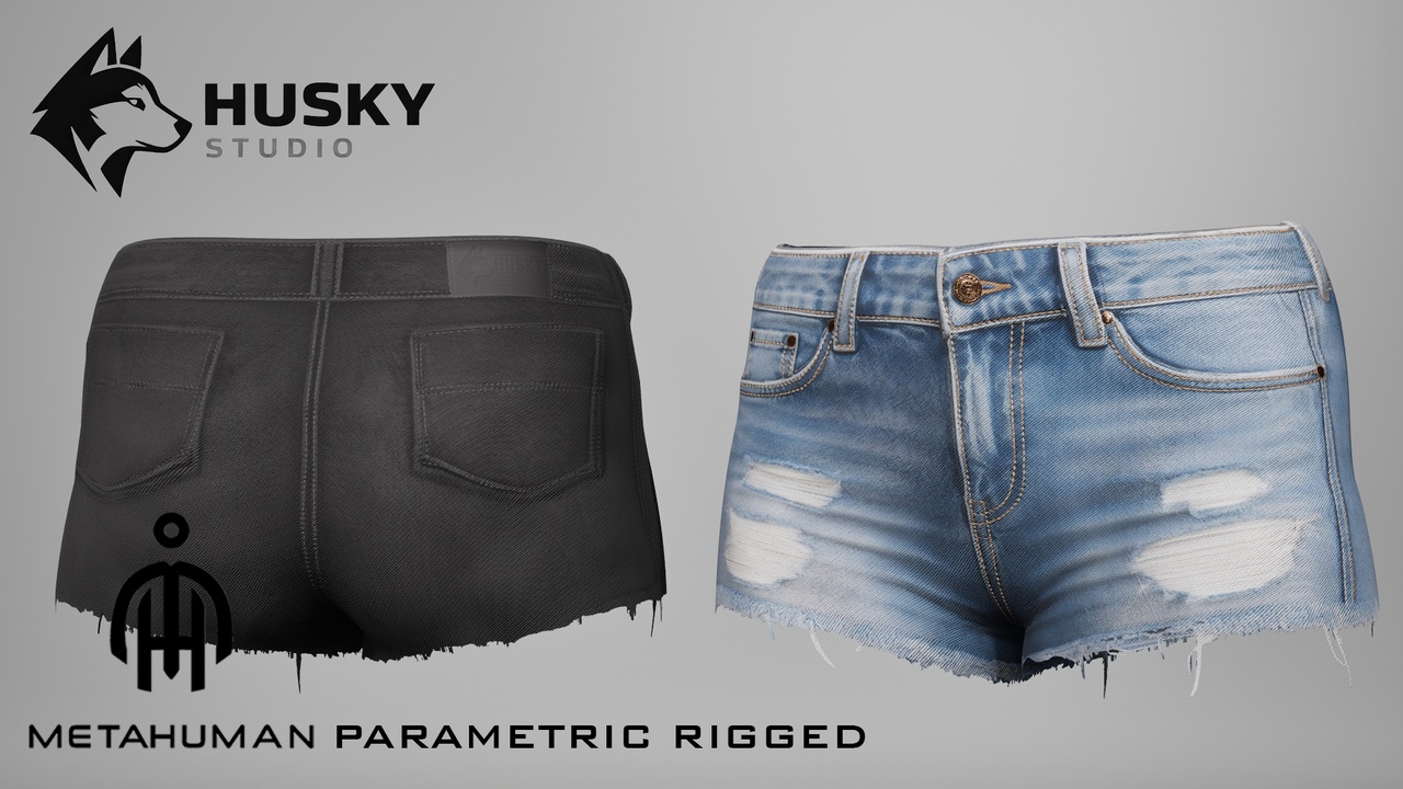Media 1 for listing Denim Shorts - 56 - Metahuman - Parametric outfit