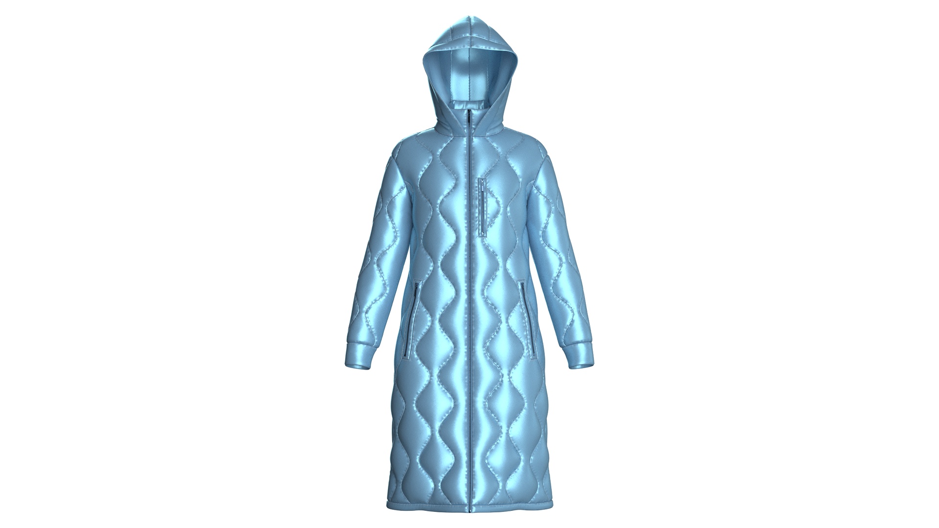 Media 1 for listing Girls Long Puffer Hooded Jacket With Zip Pocket | High Poly
