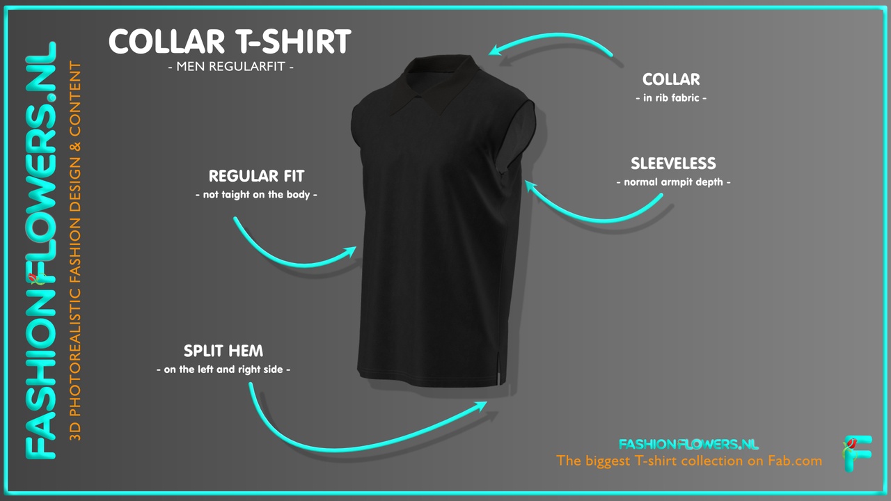Media 1 for listing Black Colour Sleeveless Polo Shirt | Sleeveless Collar T-shirt | Side Splits