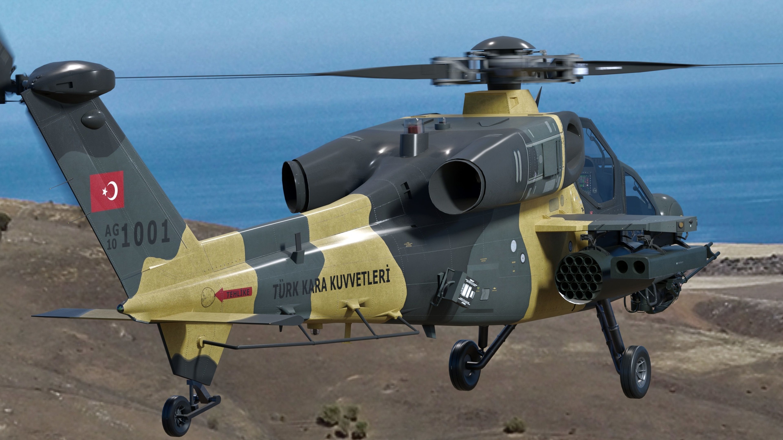 Atak T129 Helicopter-Rigged - with Cocpit-Changeable decal-text | Fab