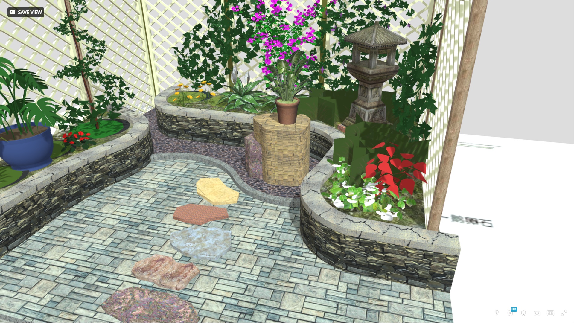 Media 1 for listing Oriental Courtyard Kit Mini Miniature Chinese Terrace Garden 3D model
