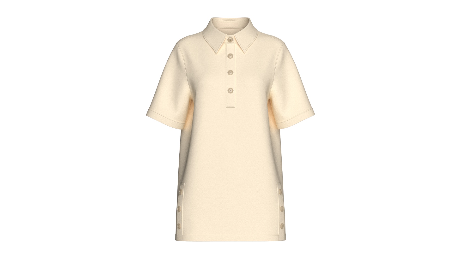 Media 1 for listing Girls Side Button Placket Long Polo Shirt | High Poly