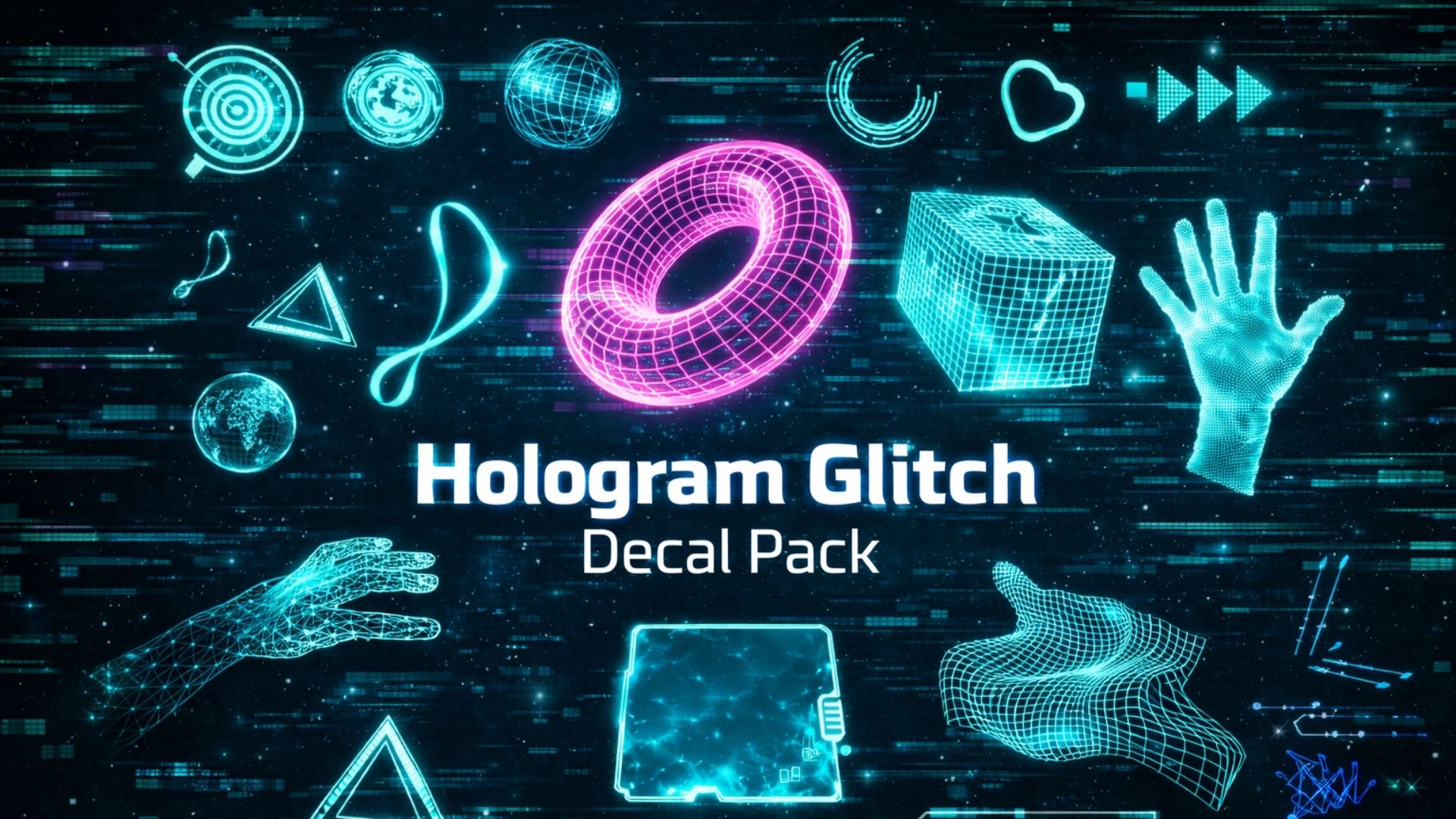 Hologram Glitch Decal Pack | Fab