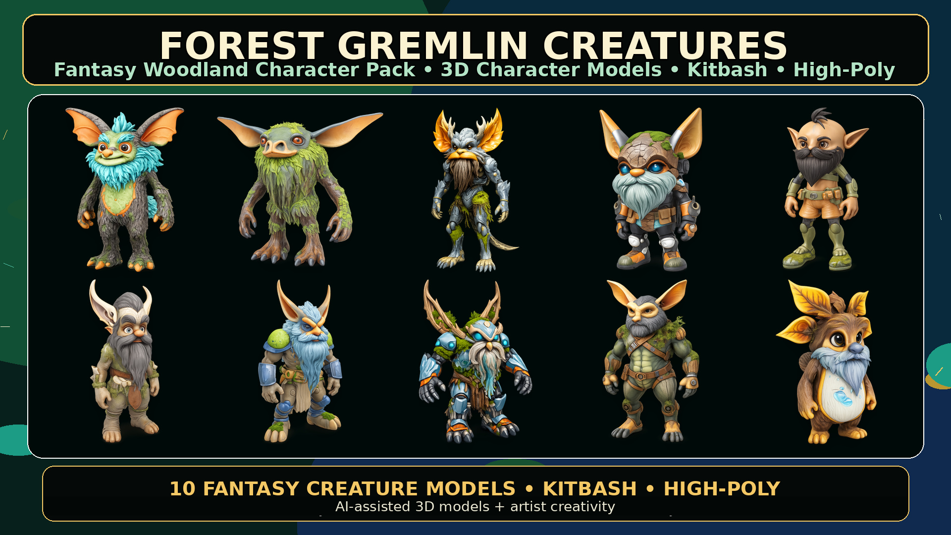 Forest Gremlin Creatures – Fantasy Woodland Character Pack Kitbash High ...