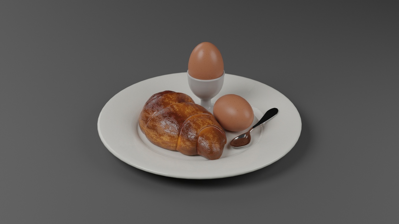 Media 1 for listing Breakfast Plate with Croissant and Eggs
