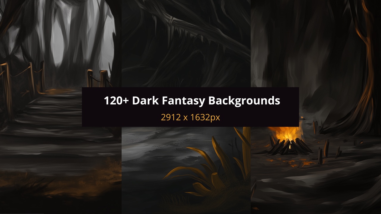 Media 1 for listing 120+ Dark Fantasy Backgrounds 01