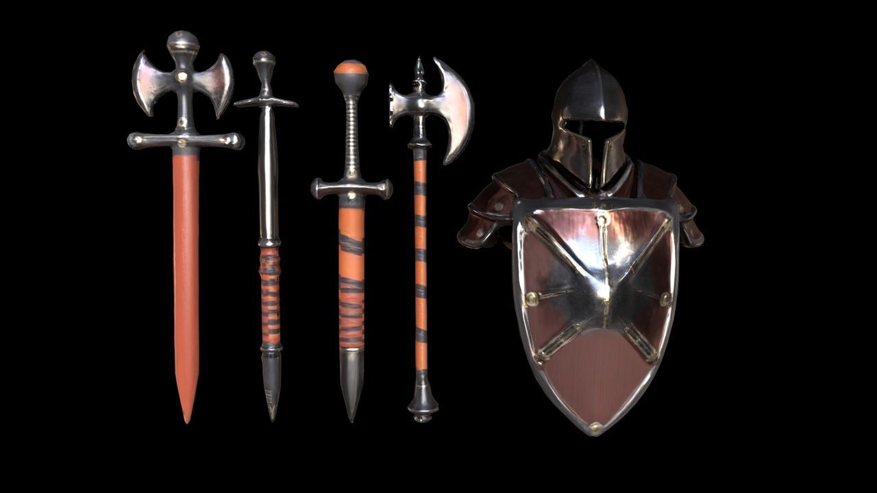 Media 1 for listing Medieval Weapon & Armor Set – High Quality PBR Game Assets