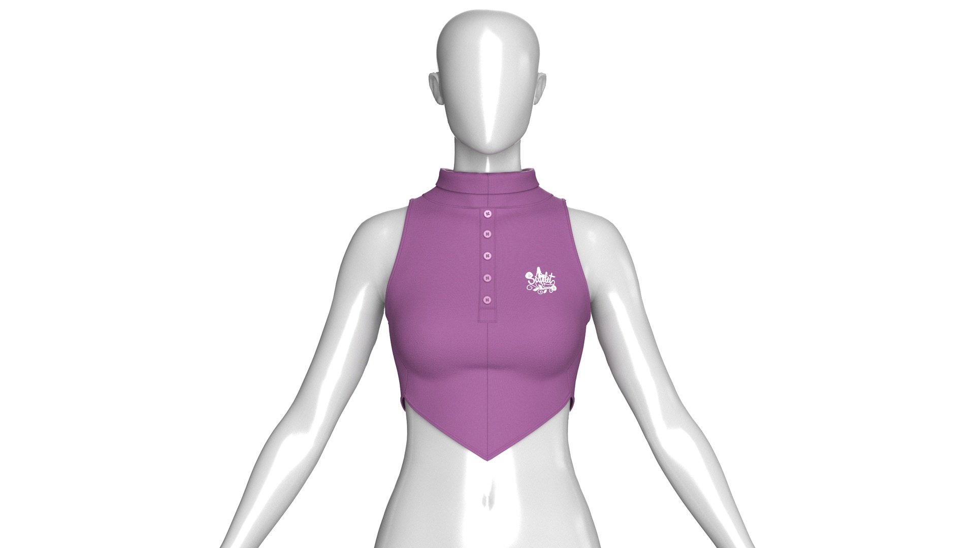 Media 1 for listing Girls Purple Henley Crop | High Poly