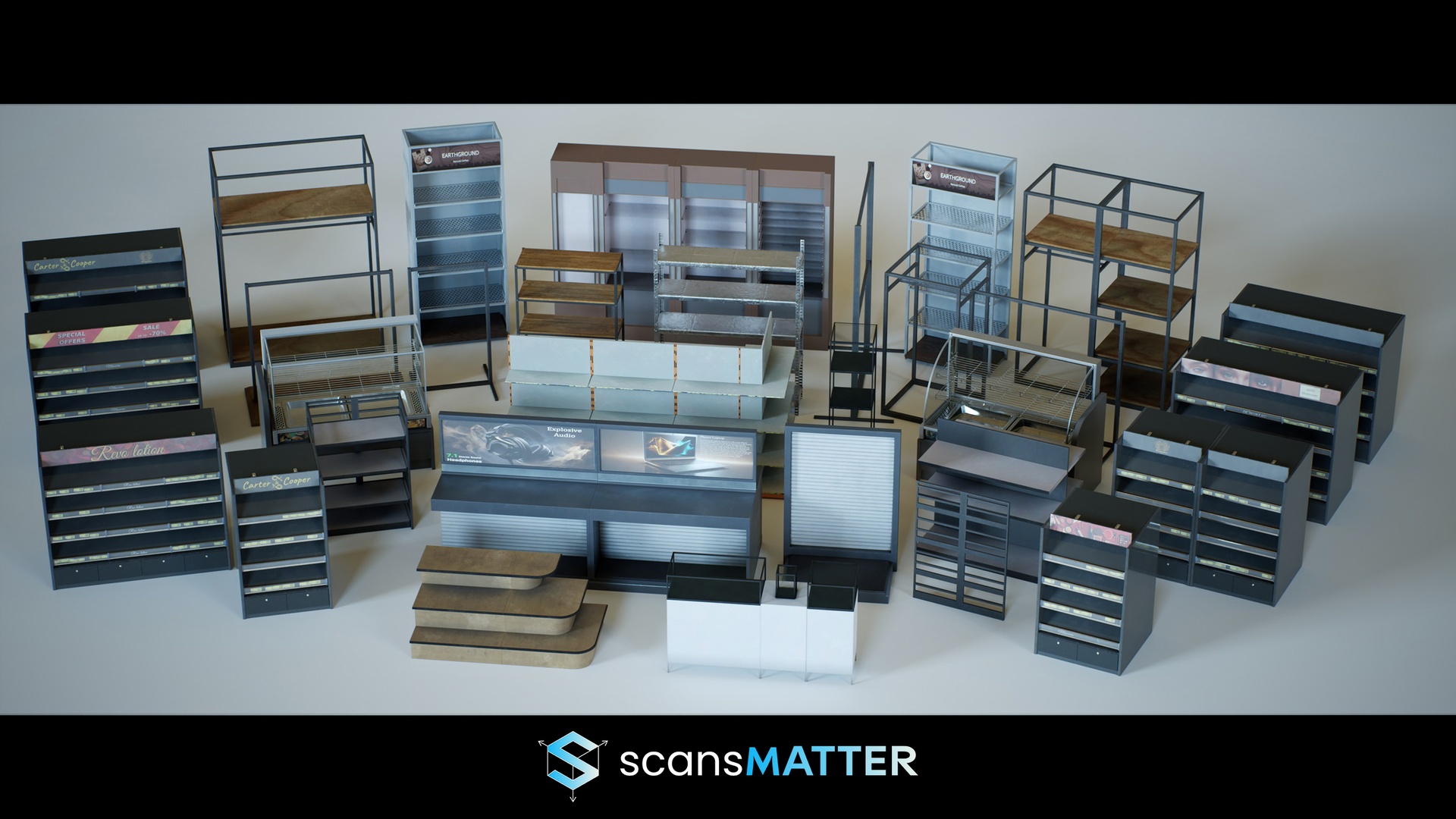 Media 1 for listing Shops & Shelves Kit - Game-Ready, Shop/Shelves 3D Assets