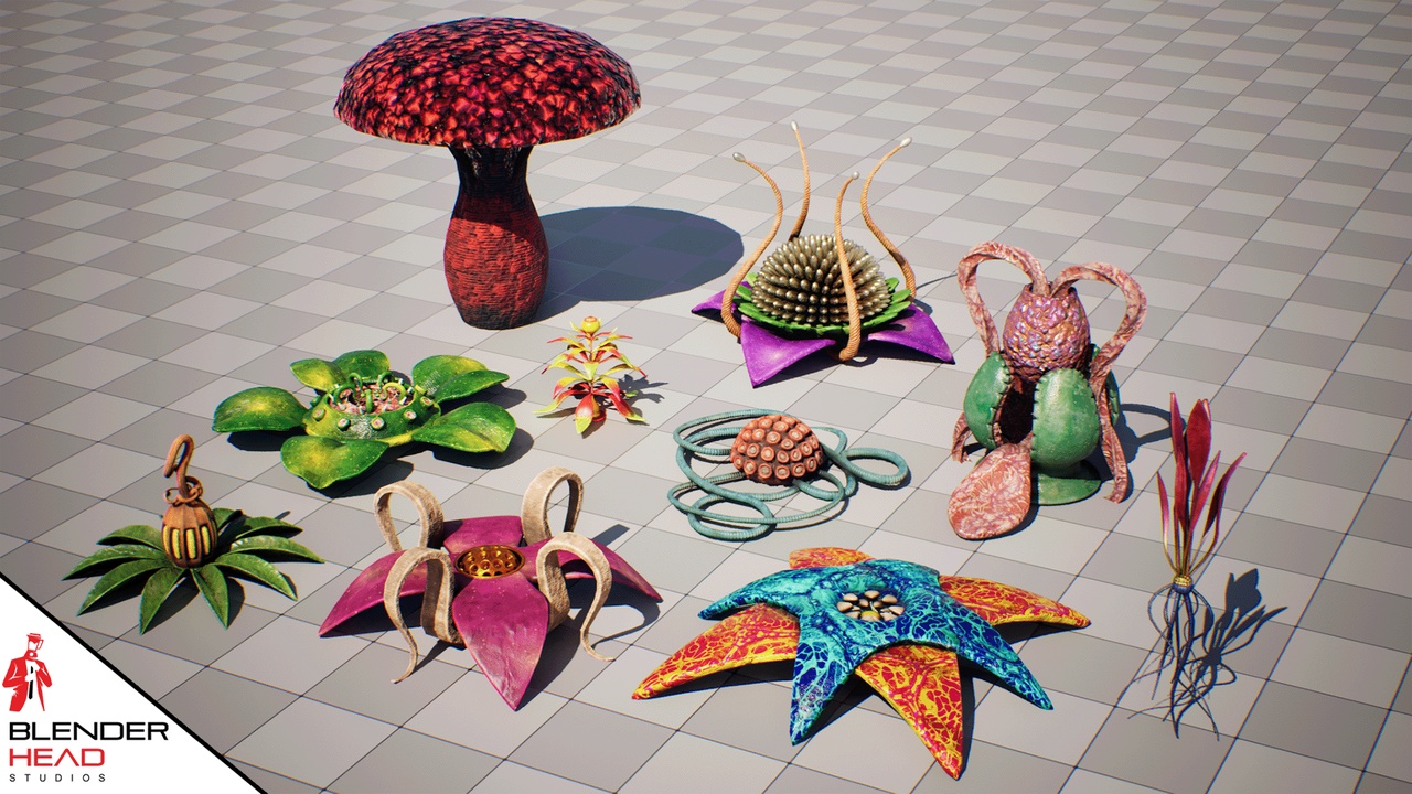 Media 1 for listing Alien Plant Pack (Xeno Flora) | 10 Unique Animated Meshes | 3D Asset Packs - BHS