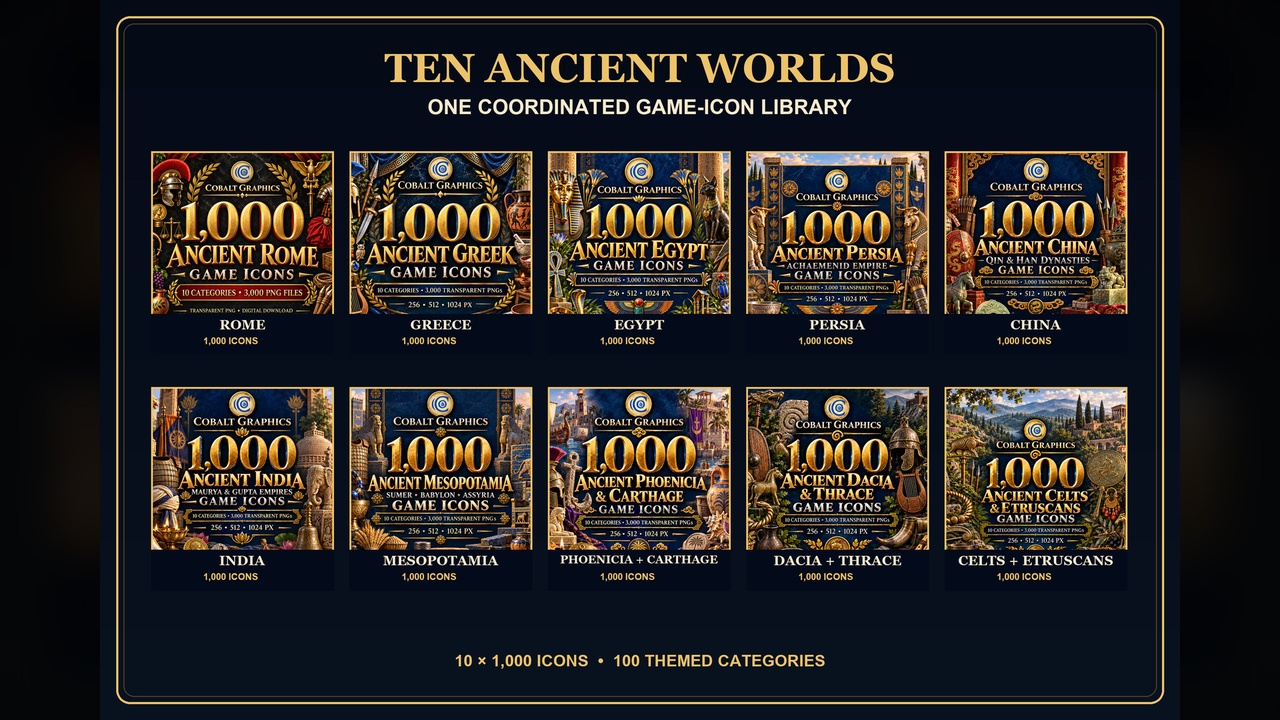 Media 1 for listing Ancient Civilizations | 10,000 Game Icons | 10-Collection Bundle
