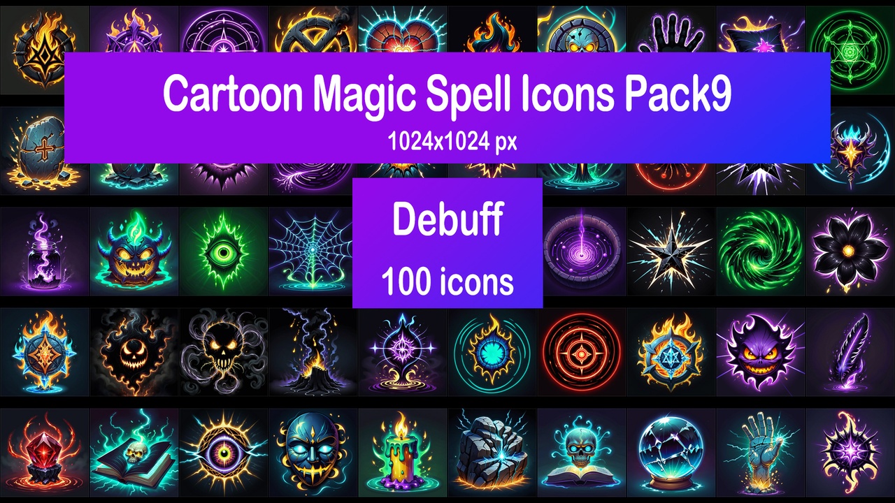 Media 1 for listing Cartoon Magic Spell Icons Pack9 - Debuff
