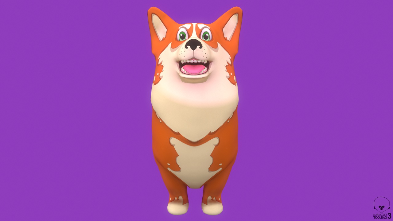 Media 1 for listing Stylized Orange Welsh Corgy for Games and Animation Low-poly 3D model