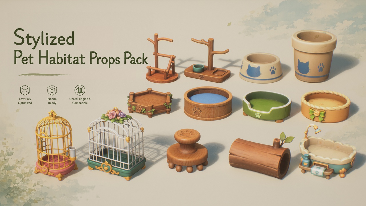 Media 1 for listing Stylized Pet Habitat Props Pack