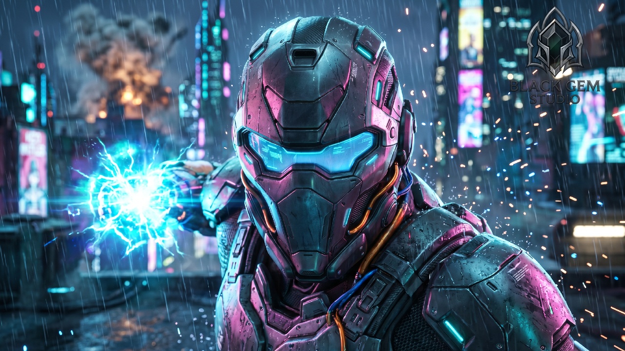 Media 1 for listing Neon Phantom Tactical Cyber Helmet for Futuristic Operatives