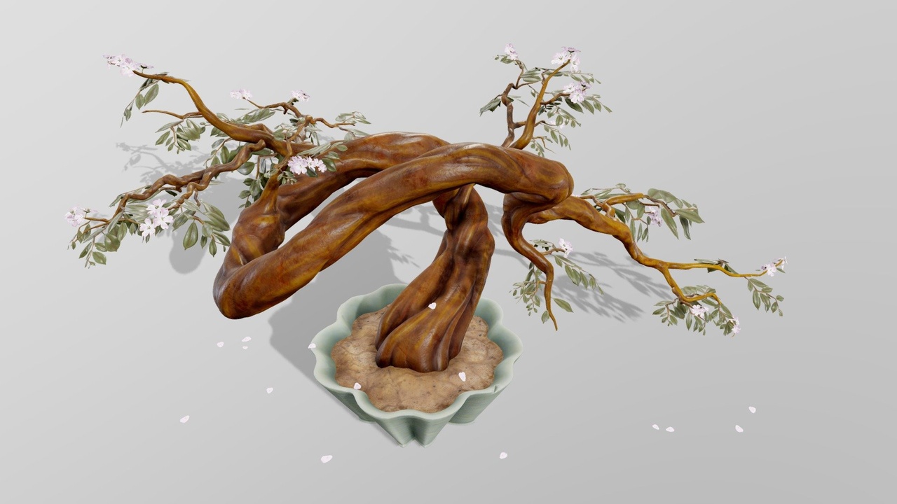 Media 1 for listing Stylized garden pot tree with flowers
