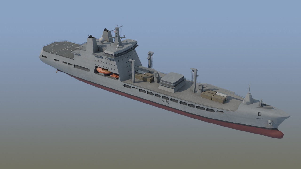 Media 1 for listing RFA Tidesurge Royal Fleet Auxiliary Replenishment Tanker Game Ready 3D Model