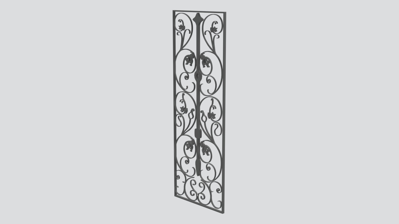 Media 1 for listing Ornate Wrought Iron Decorative Railing Panel 3D Model