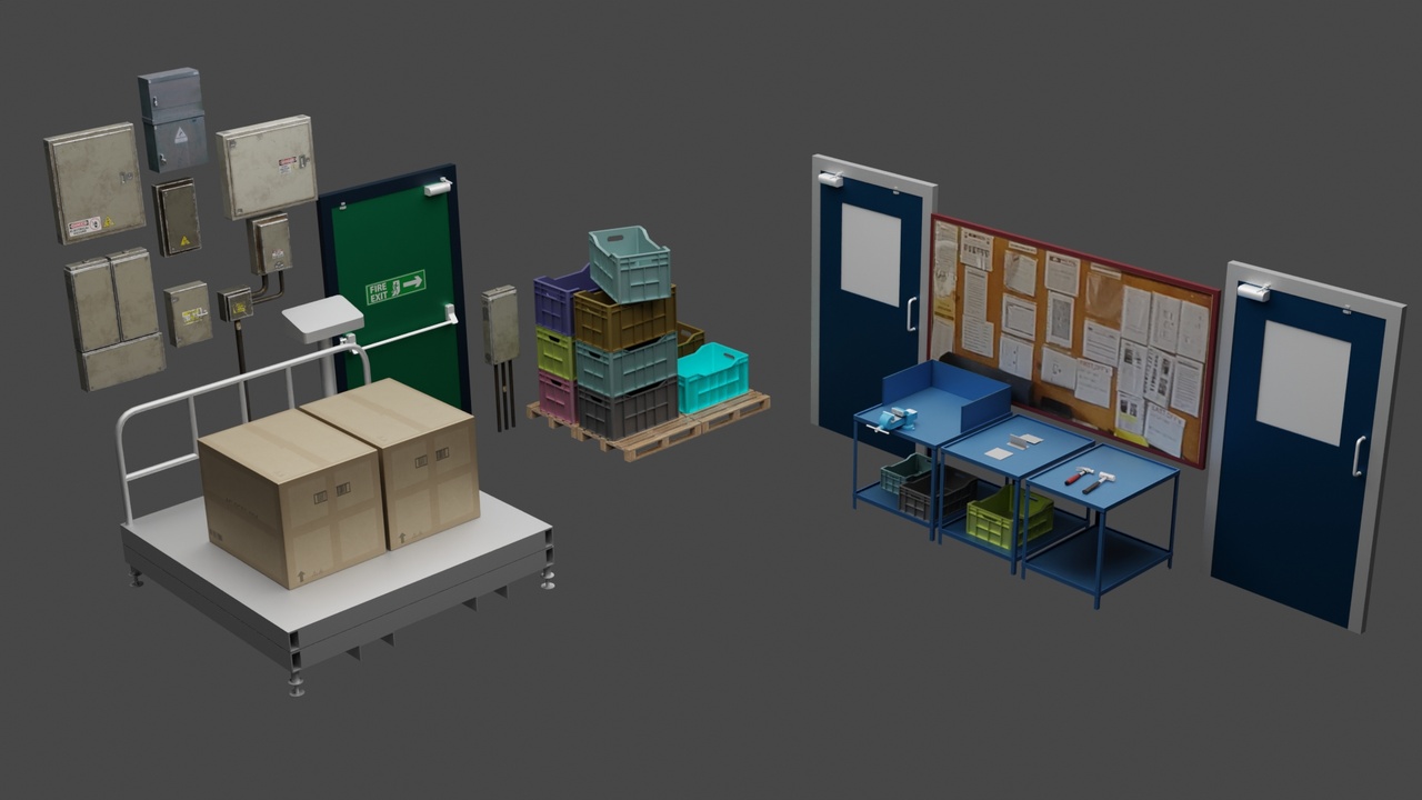 Media 1 for listing Industrial Warehouse Scene – Low Poly 3D Model (Optimized for Games & Renders)