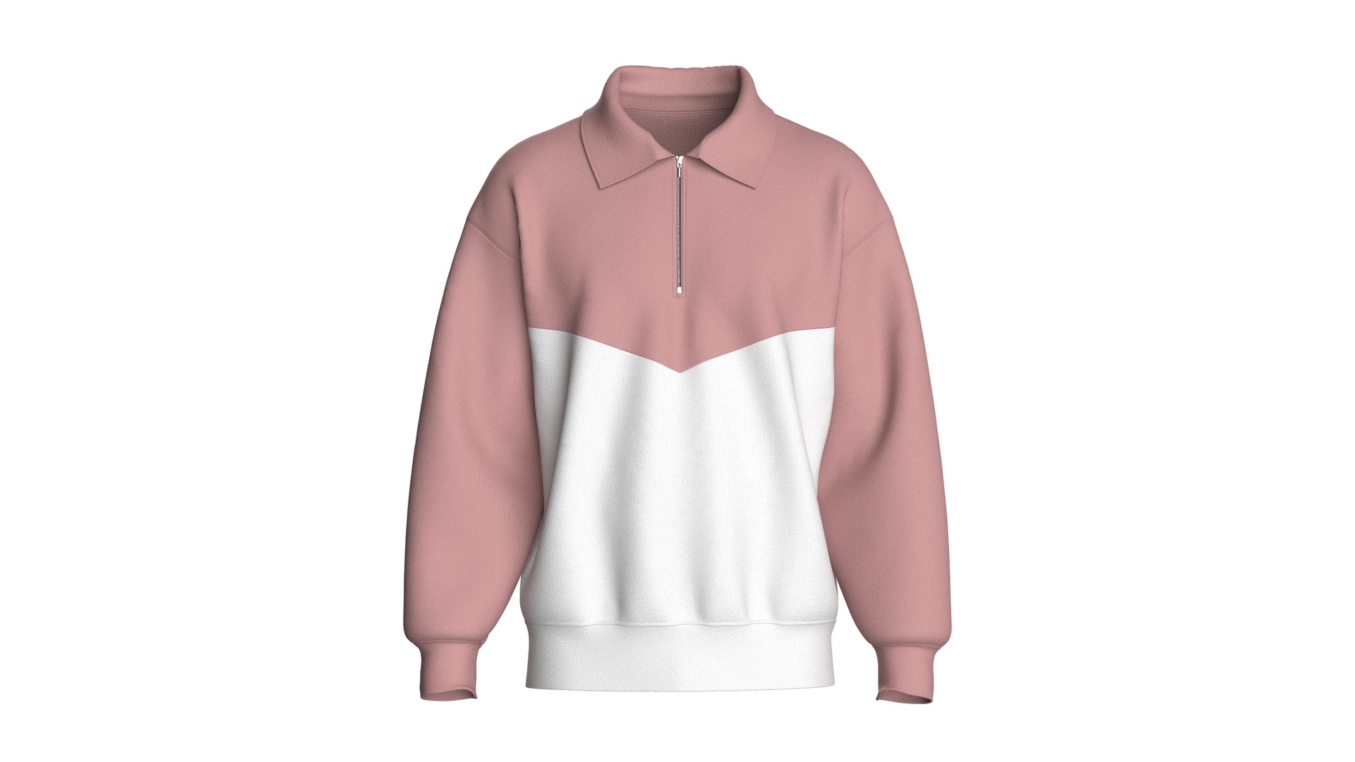 Media 1 for listing Men Oversized Two - Tone Quarter Zip Sweatshirt | High Poly