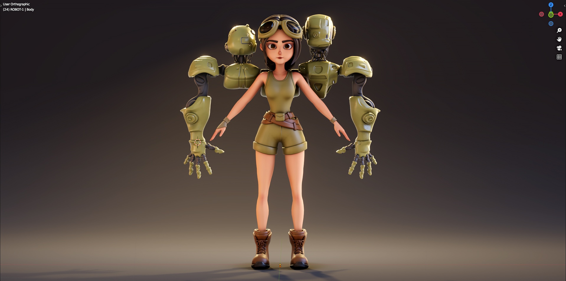Media 1 for listing 3D Model - Stylized Girl with Machine Arms - Blender