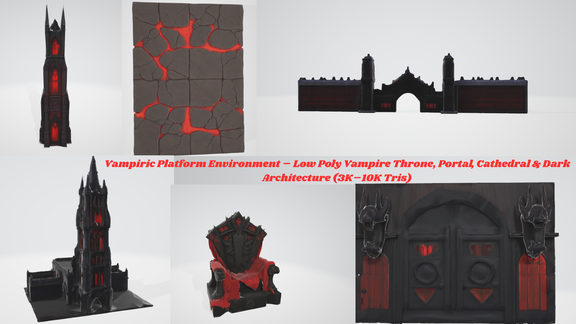 Vampiric Platform Environment – Low Poly Vampire Throne, Portal ...