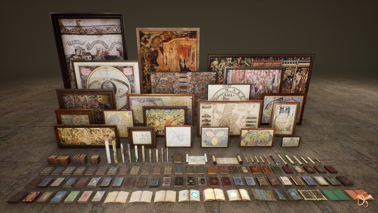Media 1 for listing Medieval Props: Books, Scrolls, Paintings