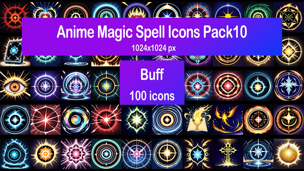 Media 1 for listing Anime Magic Spell Icons Pack10 - Buff