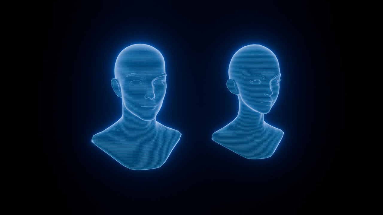 Media 1 for listing Anime Human Hologram Heads 3D Model Rigged with Facial Expressions