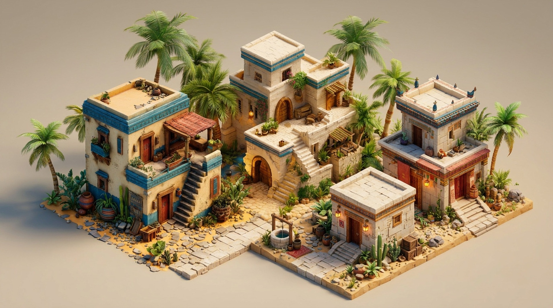 Media 1 for listing Stylized Ethnic Village Set 2
