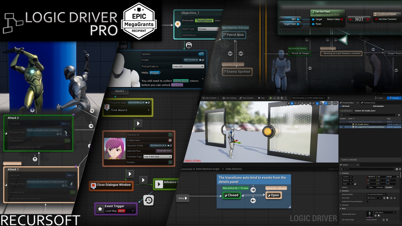 Media 1 for listing Logic Driver Pro - Blueprint Editor for Dialogue, Quest, Combat & FSM Systems