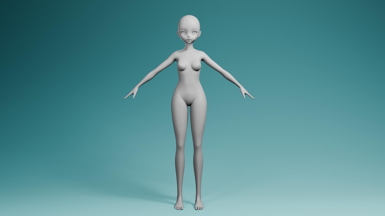 Medium 1 für Eintrag Stylized Anime Female Character Base Mesh 3D Model