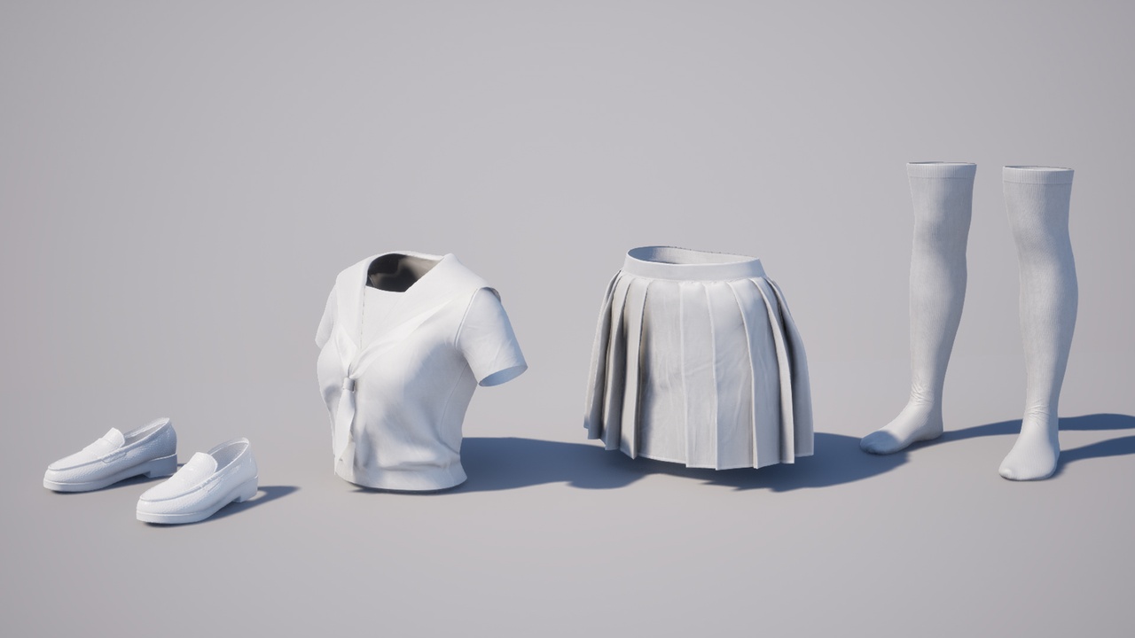 Media 1 for listing Japanese Schoolgirl Uniform - Metahuman Clothes Parametric Outfit PBR