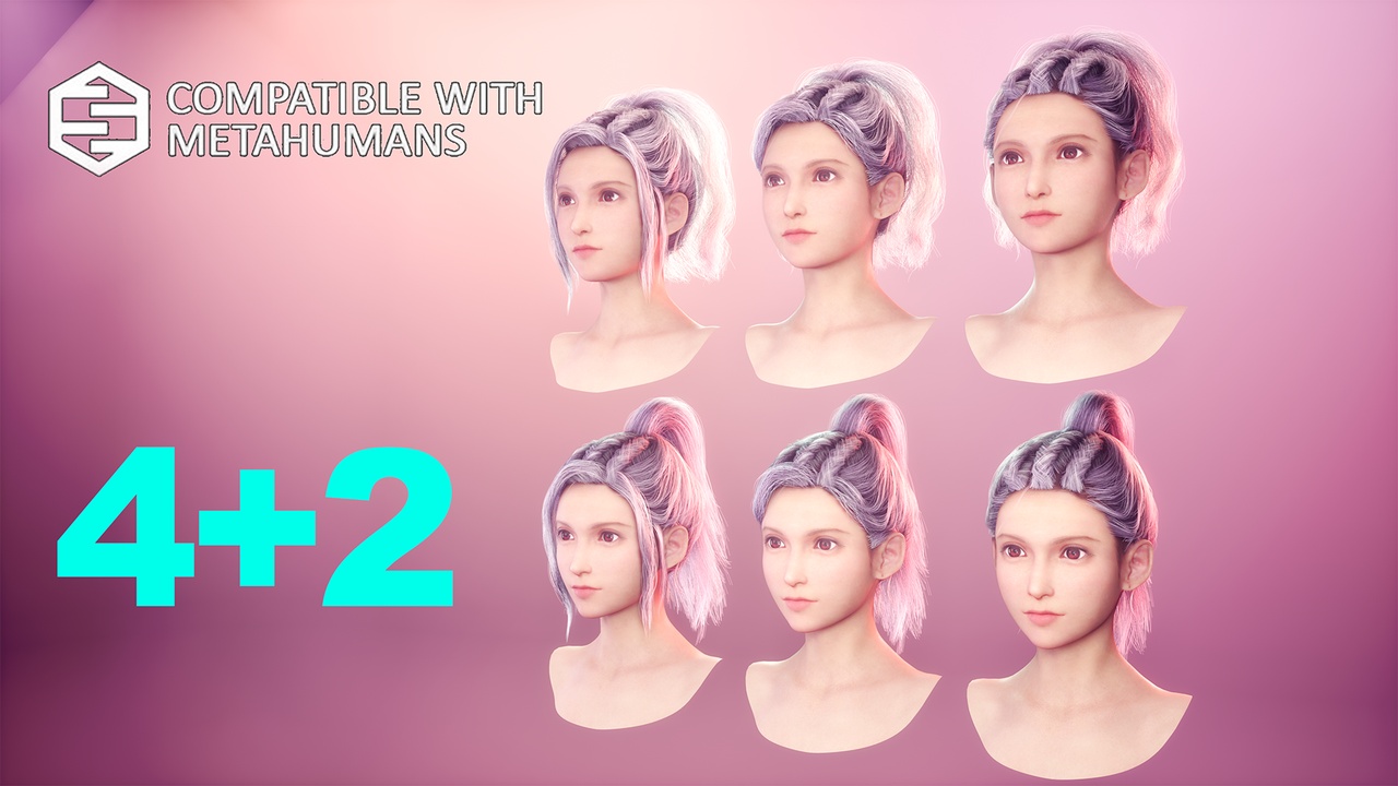 商品 Real-time Six Style Ponytail Groom For Metahuman 的媒体 1