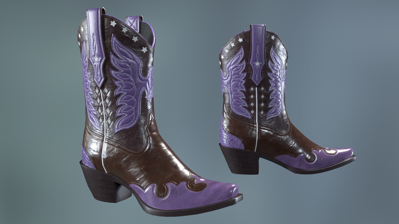 Media 1 for listing Eagle Star Cowboy Violet Boots