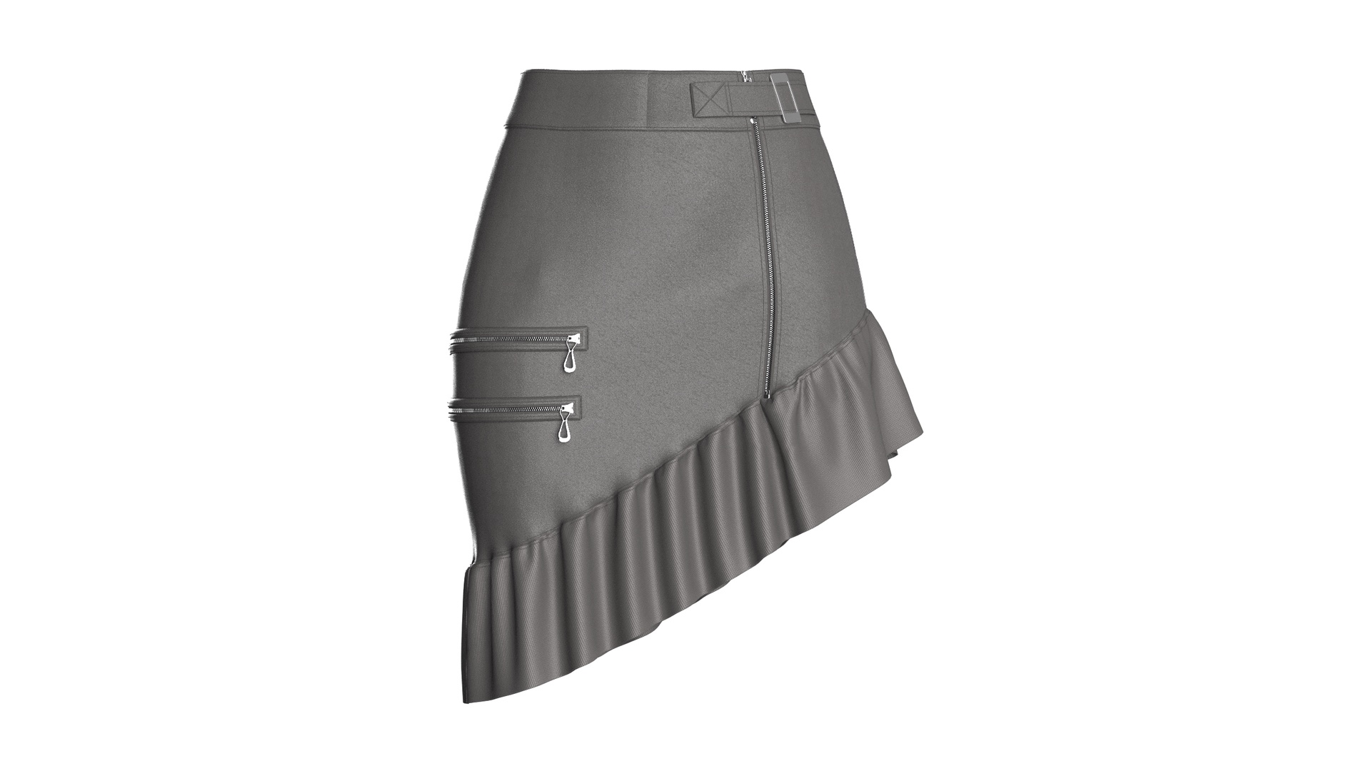 Media 1 for listing Girls Ruffled - Hem Leather Mini Skirt | High Poly