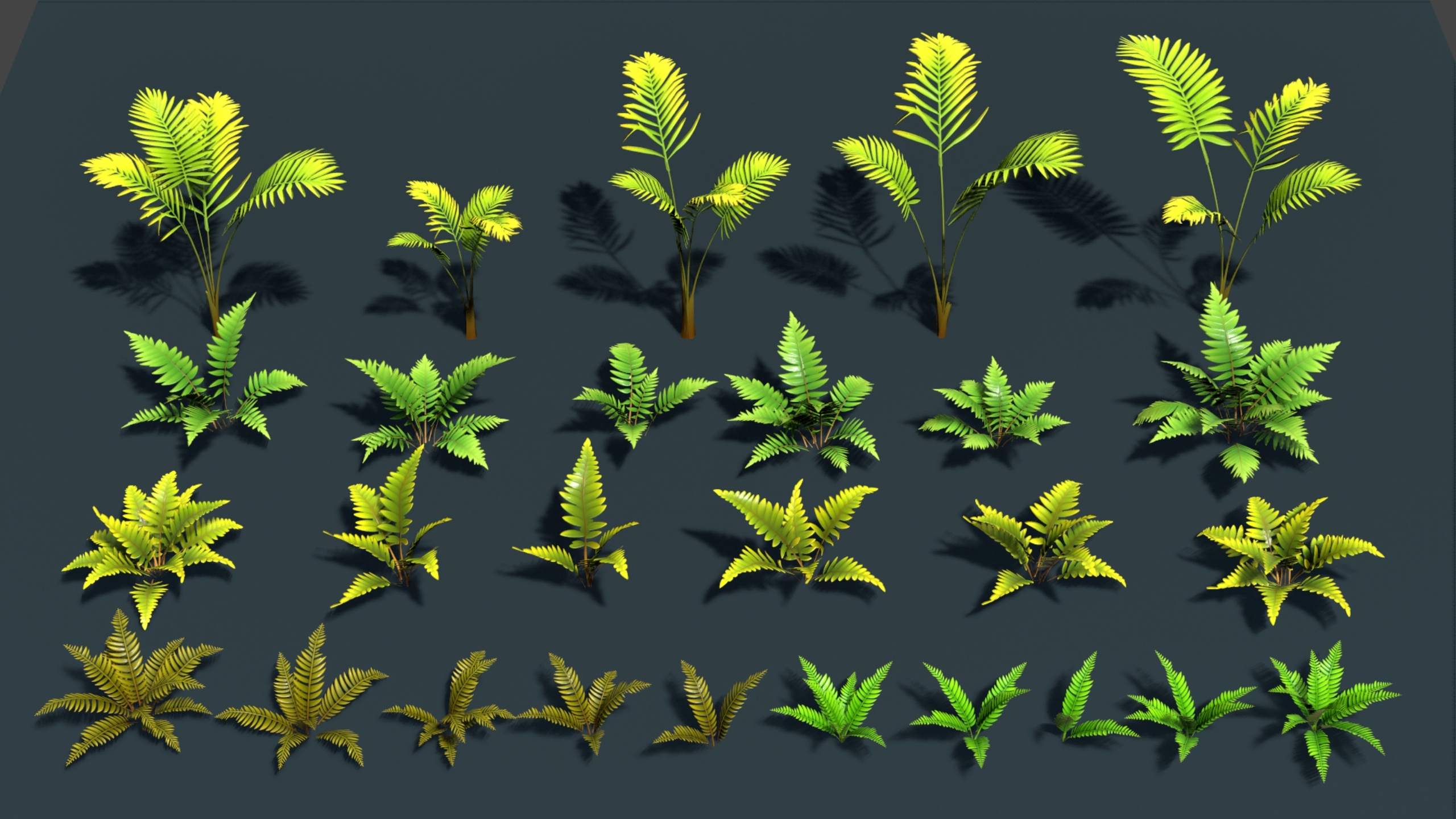 Media 1 for listing ToonFlora – Stylized Lowpoly Foliage Tropical Fern Pack Vol–6