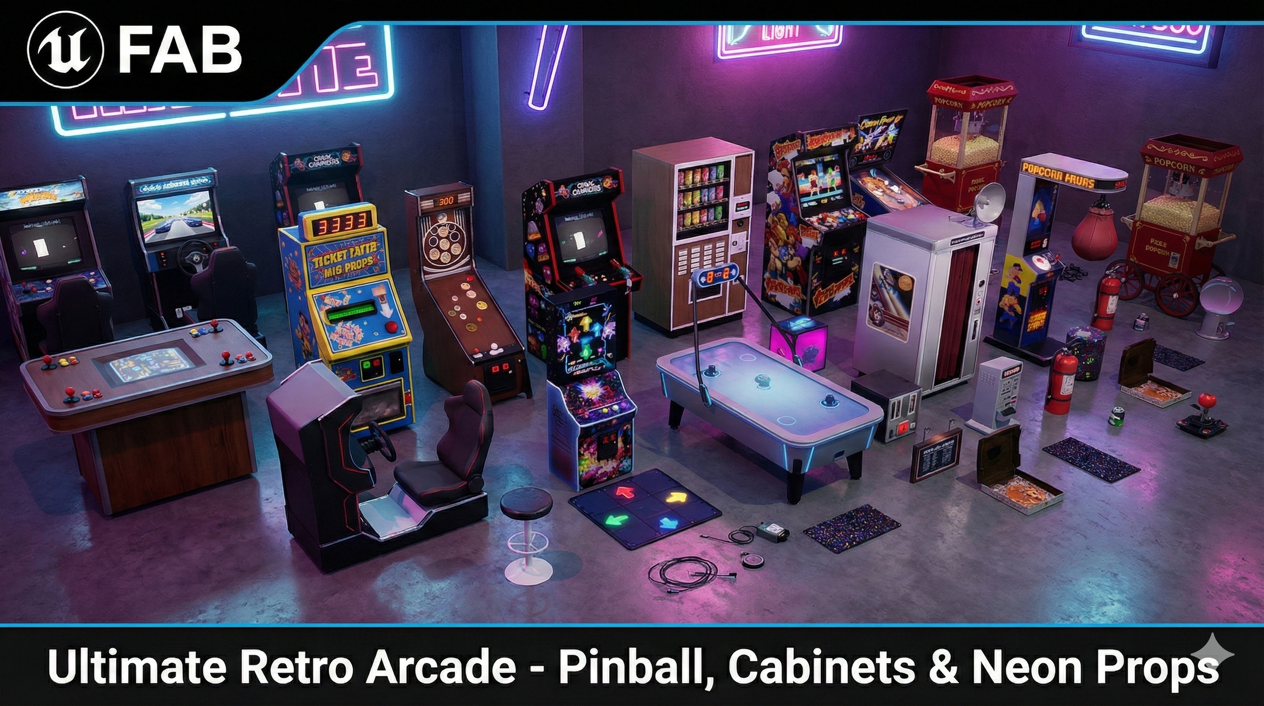 Ultimate Retro Arcade - Pinball, Cabinets & Neon Props | Fab