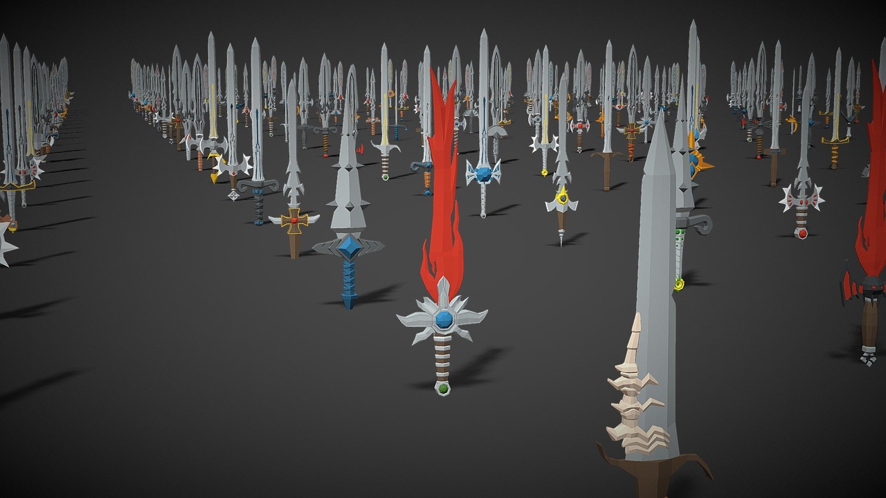Media 1 for listing Swords Pack 02 - 300 Low Poly Stylized Swords