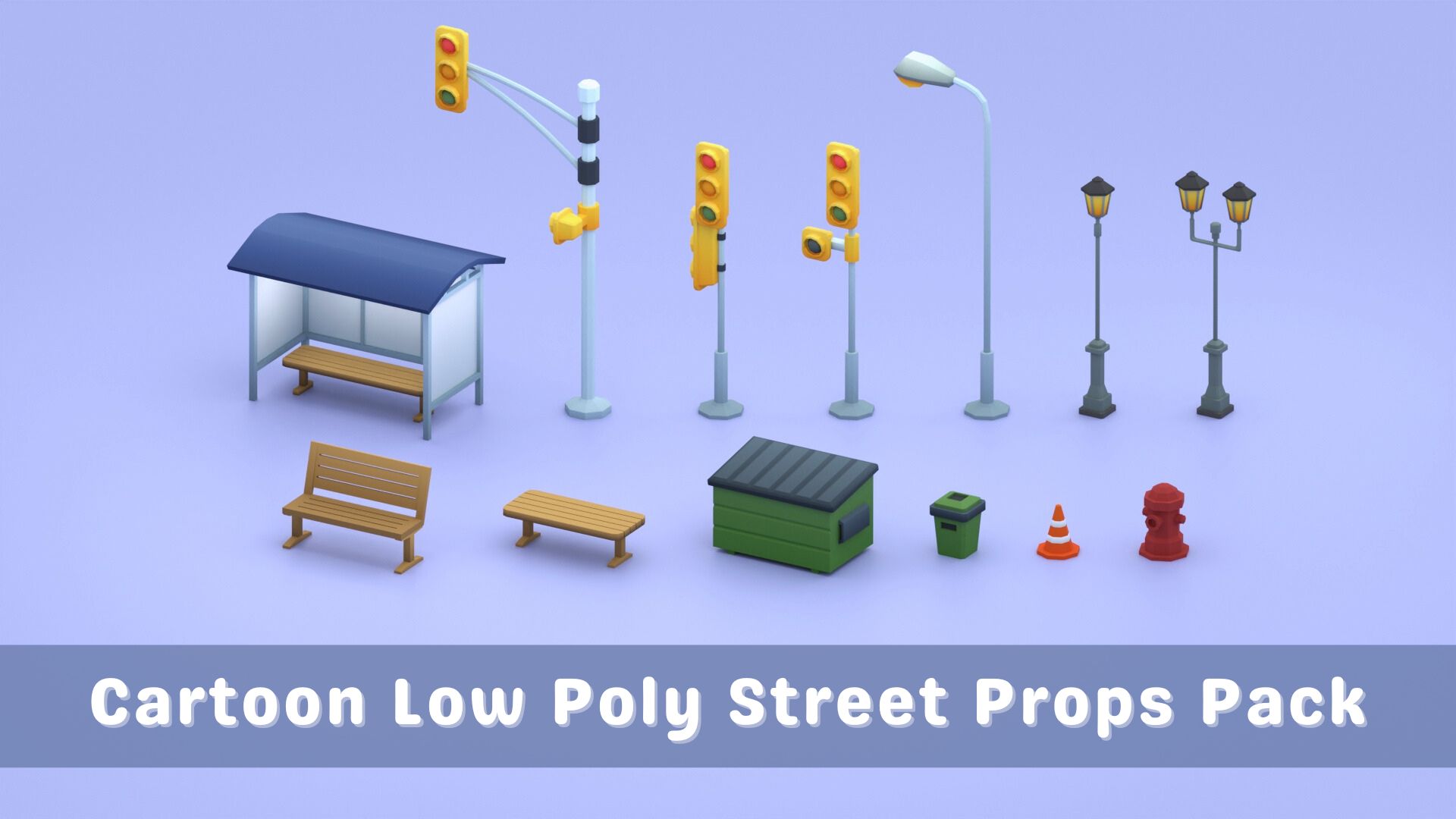 Cartoon Low Poly Street Props Pack | Fab