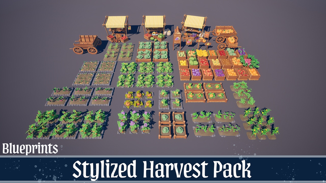 Media 1 for listing Harvest Pack — Stylized Farm, Crops & Market