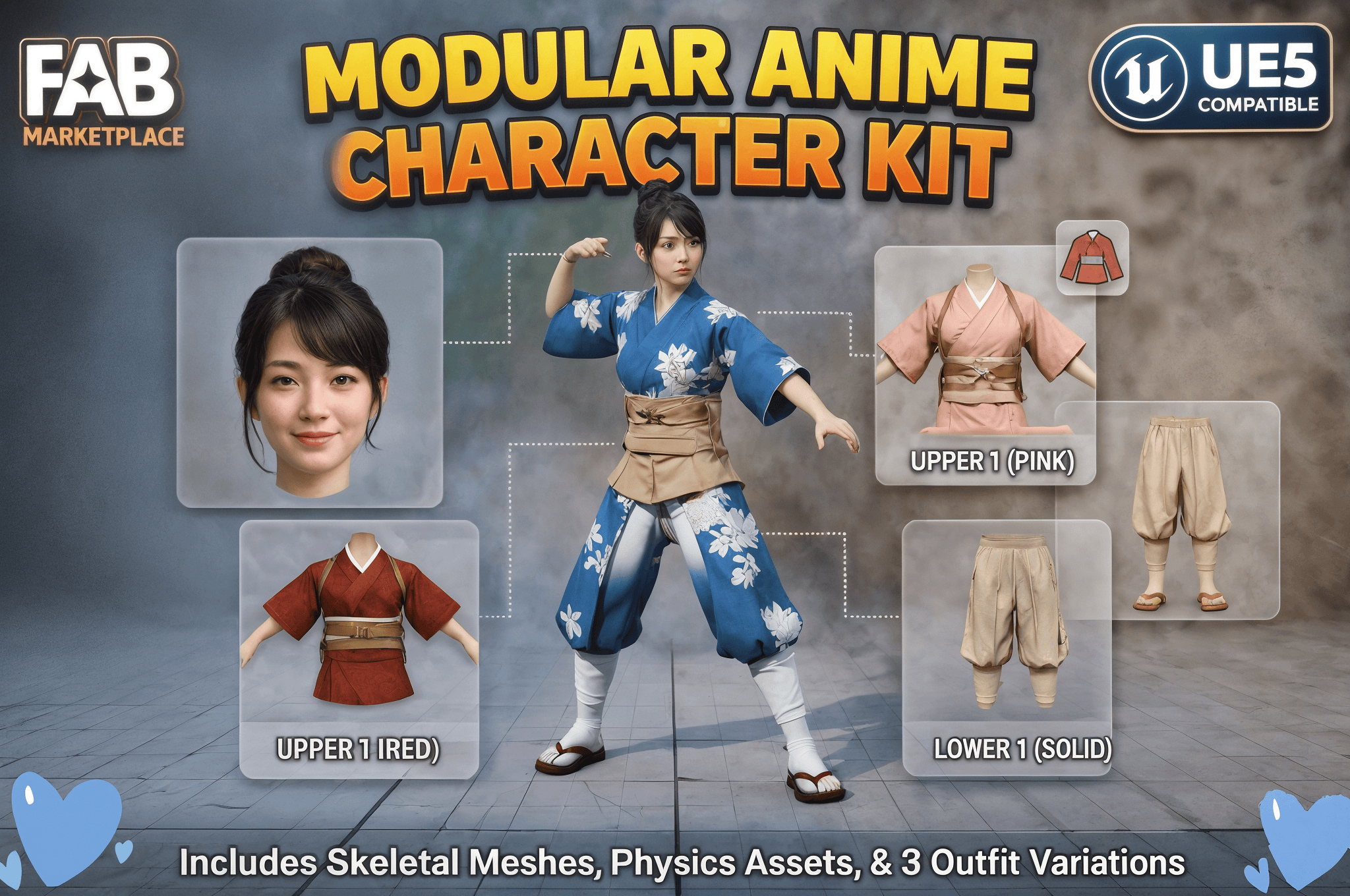 Modular Character – UE5 Rigged Japanese Outfit Character | Fab