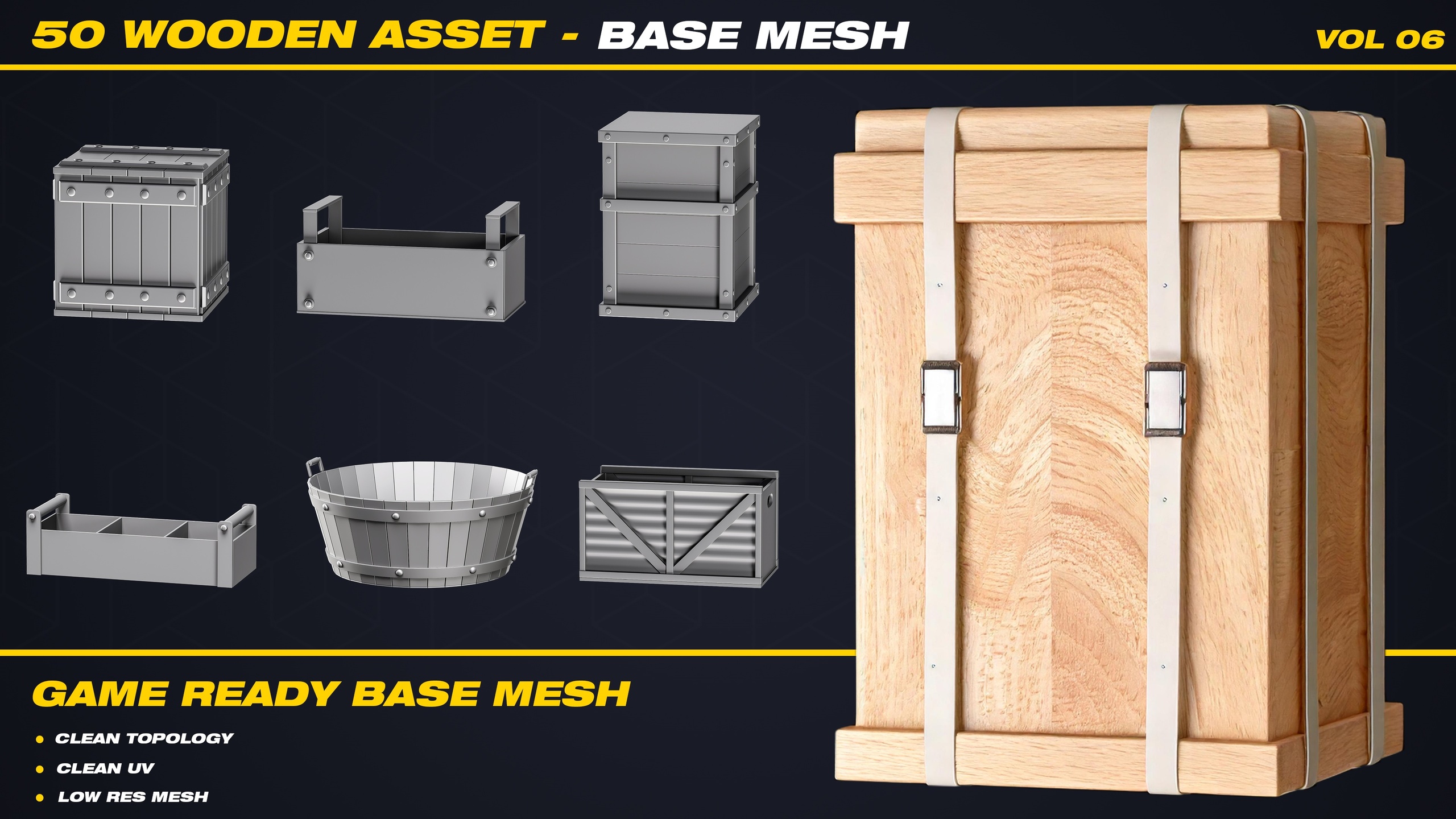 Media 1 for listing 50 Wooden Asset Base Mesh - VOL 06 ( Game Ready )