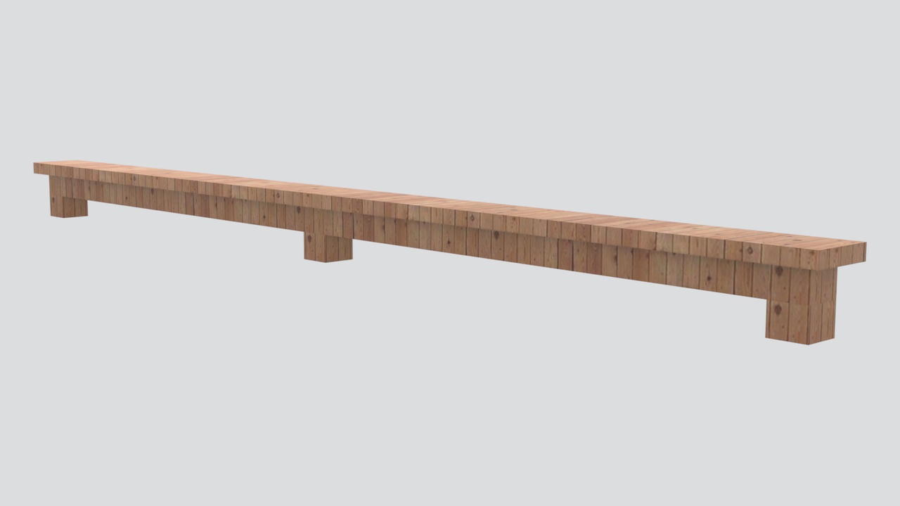 Media 1 for listing Solid Timber Ranch Fence with Plank Top Rail and Square Posts 3D Model