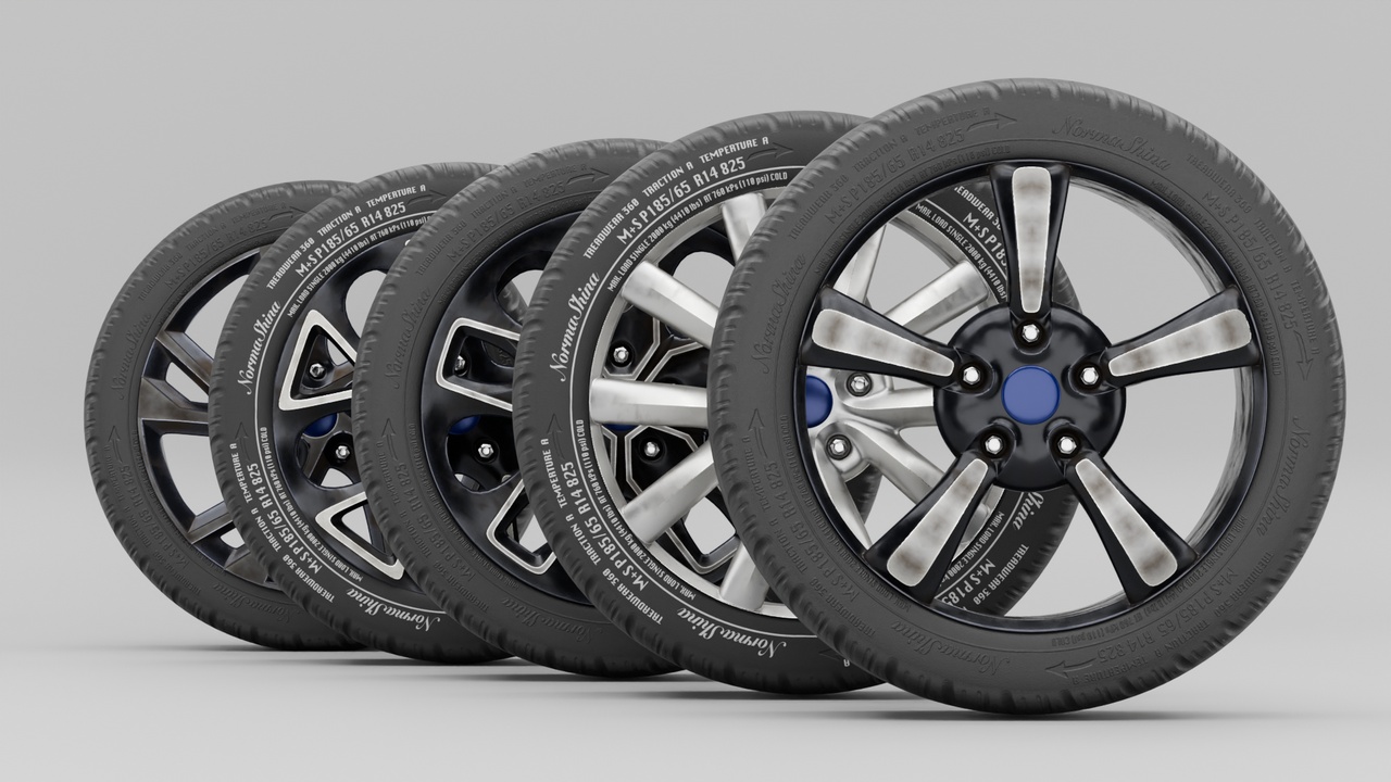 Media 1 for listing Car Wheels Pack - 5 Models & Dual Tire Styles 3D Model