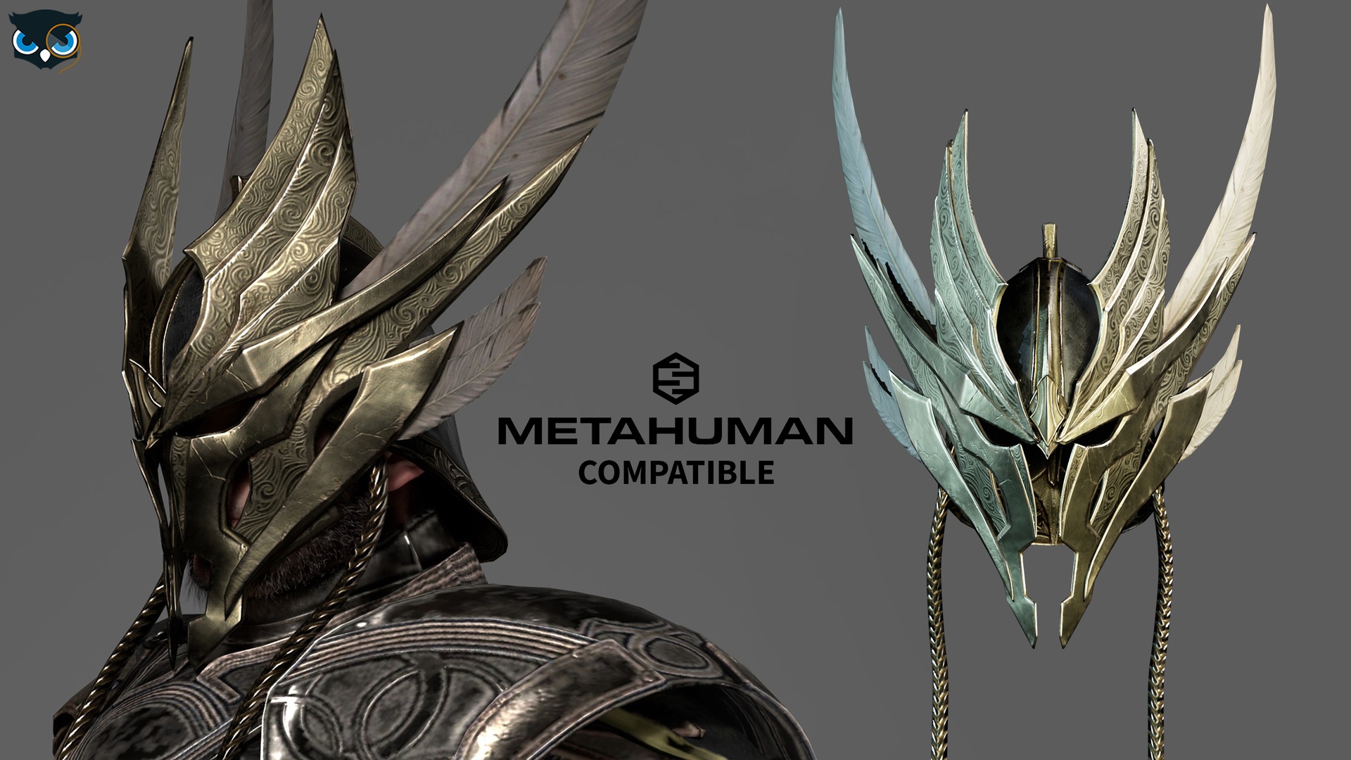 Media 1 for listing Realistic Ornate Helmet Metahuman Compatible Fantasy Armor